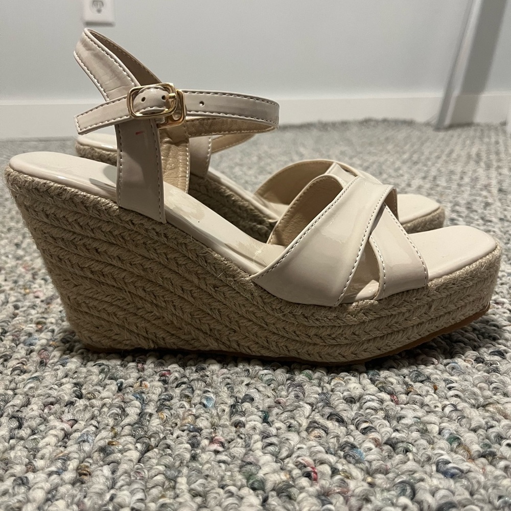 Never worn, cream coloured wedges
